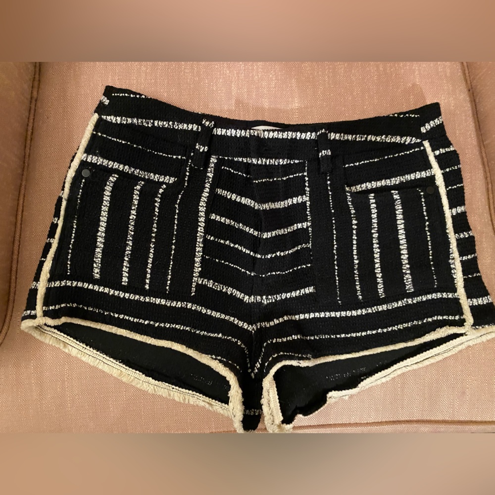 Mango Black and White Striped Women's Shorts